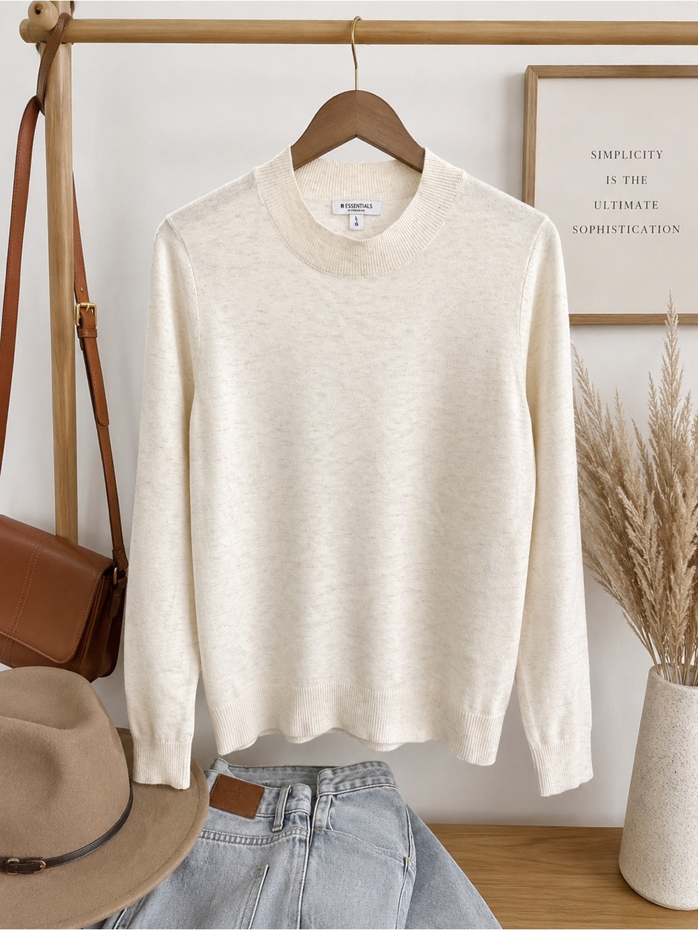 Reitmans R Essentials Cream Knit Sweater Size L
